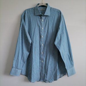 Jack Stone by Thomas Dean Men's Blue Stripe Button Down Shirt Size XL